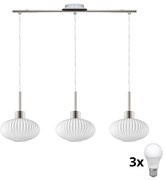 Lustră LED suspendată pe cablu HARMA 3xE27/60W/230V, crom mat/alb