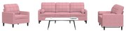 vidaXL Set canapele cu perne/rulouri, 3 piese, roz, catifea