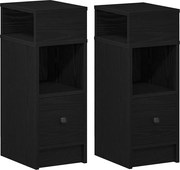 vidaXL Noptiere, 2 buc., cu sertar, negru, 25x31x66 cm