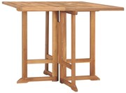 vidaXL Masă de grădină pliabilă, 90x90x75 cm, lemn masiv de tec