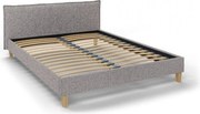 Pat matrimonial gri cu tăblie și somieră 160x200 cm Tina – Ropez