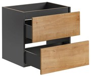 Masca lavoar suspendata Monako grey oak 80 cm, gri cu stejar