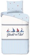 Lenjerie de pat albă-albastră din bumbac pentru pat de o persoană 140x200 cm Yachtclub – Good Morning