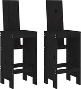 vidaXL Scaune de bar, 2 buc., negru, 40x42x120 cm, lemn masiv de pin