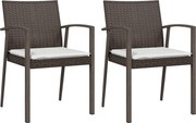 vidaXL Scaune de grădină cu perne 2 buc. maro 56,5x57x83 cm poliratan
