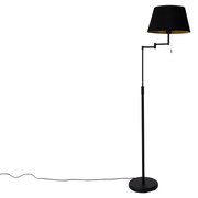 Lampă de podea inteligentă neagră cu abajur negru inclusiv Wifi A60 - Ladas Deluxe