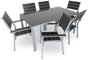 Set de gradina Fargo 2, dreptunghi - 6 locuri, negru/gri