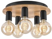Plafonieră DUSTY 5xE27/15W/230V d. 34 cm stejar/negru