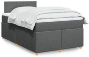 vidaXL Pat box spring cu saltea, gri închis, 120x190 cm, textil