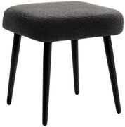 HOMCOM Taburet, suport pentru picioare, scaun captusit, aspect casmir, picioare din otel, 42 x 42 x 47 cm, Gri inchis | Aosom Romania