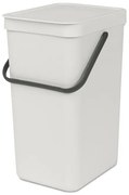 Cos de gunoi colectare selectiva Brabantia Sort&Go 1005516, 16 L, Maner, Montabil pe perete, Gri deschis