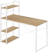 Birou MAX 4.0 SONOMA cu raft si picioare albe 120x44 cm