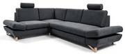 Colțar extensibil AVESTA, tapițat, cu spațiu de depozitare, șezlong pe partea stângă, antracit
