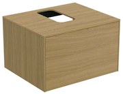Dulap baza suspendat Ideal Standard Atelier Conca finisaj stejar deschis 1 sertar si blat cu decupaj central 60 cm
