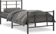 vidaXL Cadru pat metalic cu tăblii de cap/picioare, negru, 90x200 cm