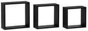 Set etajere de perete P-008, negru mat, 3 buc.