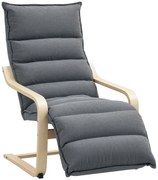 HOMCOM Fotoliu Ergonomic Lemn și Catifea Suport pentru Picioare Reglabil Gri Închis | Aosom Romania
