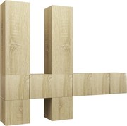 vidaXL Set de dulapuri TV, 7 piese, stejar sonoma, lemn prelucrat