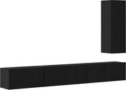 vidaXL Set comodă TV cu sertar 4 pcs Stejar Negru Lemn compozit