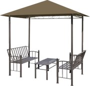 vidaXL Pavilion grădină masă/bănci, gri taupe, 2,5x1,5x2,4 m, 180 g/m²