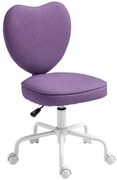 Vinsetto Scaun de Birou în Formă de Inimă cu 5 Rotile Pivotante și Înălțime Reglabilă, 40x50x79-89 cm, Violet | Aosom Romania