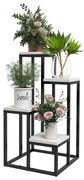 Outsunny Raft pentru plante raft pentru flori din metal și lemn, 4 nivele de înălțimi diferite, stil industrial, 34 x 34 x 66 cm | Aosom Romania