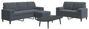 vidaXL Set de canapele cu perne, 3 piese, gri închis, catifea