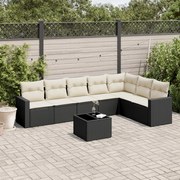 vidaXL Set mobilier de grădină cu perne, 8 piese, negru, poliratan