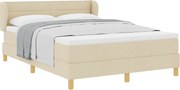 vidaXL Pat cu arcuri cu saltea cu headboard Crem 140 x 190 cm țesătură