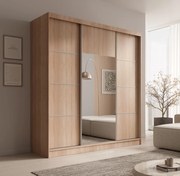 Dulap cu usi glisante, 200x61x215 cm, Keri 200, ADRK Furniture (Culoare: Negru / Argintiu)