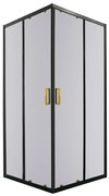 Cabină de duș pătrată Tiara Square Gold 80x80 cm fără cădiță de duș