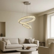 Pendul LED cu Inele de Cristal, 100W, Ø500 + Ø300 mm, Înălțime Reglabilă 1200 mm, Lumină Reglabilă 3500K–6500K, Telecomandă 2.4G – Model 751-5+3