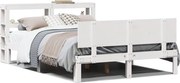 vidaXL Cadru de pat cu tăblie, alb, 150x200 cm lemn masiv pin
