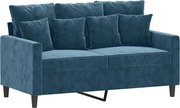 vidaXL Canapea cu 2 locuri, albastru, 120 cm, catifea