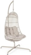 Fotoliu suspendat pentru gradina, metal / fibra sintetica, bej, 134x134x202 cm, Phuket Yes