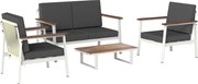 Outsunny Set Mobilier Grădină 4 Persoane: 2 Fotolii, Canapea, Măsuță | Aosom Romania