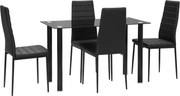 HOMCOM Set 5 piese set sufragerie masă cu 4 scaune, design modern, masă din sticlă, Negru | Aosom Romania