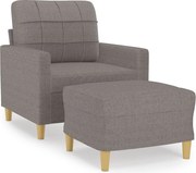 vidaXL Fotoliu canapea cu taburet, taupe, 60 cm, material textil
