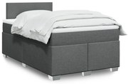 vidaXL Pat box spring cu saltea, gri închis, 120x190 cm, textil
