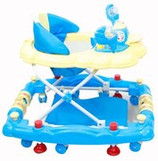 Premergator cu sistem de balansare Baby Care H914, cu melodii, functie balansoar, Ratusca, Albastru