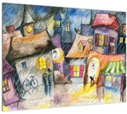 Tablou pe sticlă - Oraș western (70x50 cm)