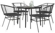 vidaXL Set de sufragerie de grădină 5 piese neagră Sticlă Poly Rattan