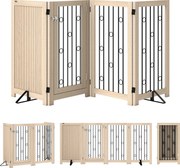 PawHut Poartă pentru animale independentă, poartă pentru câini cu ușă, 4 panouri, pentru hol, scară, tocul ușii, MDF, oțel | Aosom Romania