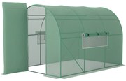 Outsunny Seră de Grădină Tunnel 6 m² Oțel galvanizat consolidat diametru 2,5 cm + PE Înaltă densitate ferestre Ușă Verde | Aosom Romania
