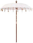 vidaXL Parasol Balinez Crem (180-190) x 260 cm Bumbac și lemn masiv