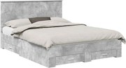 vidaXL Cadru de pat cu sertar Gri din beton 150 x 200 cm Lemn compozit