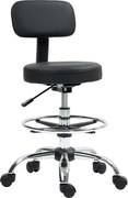 HOMCOM Scaun Rotativ la 360° și Reglabil pe Înălțime cu Suport pentru Picioare, 52x52x78-92 cm, Negru | Aosom Romania