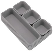 Organizatoare de sertare din plastic gri în set de 8 - Addis