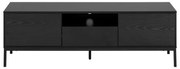 Comodă TV neagră cu aspect de lemn de frasin 140x45 cm Seaford – Actona