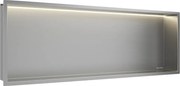 Raft incastrat dreptunghiular Balneo Wall-Box One LED cu rama 90x30x10 cm inox